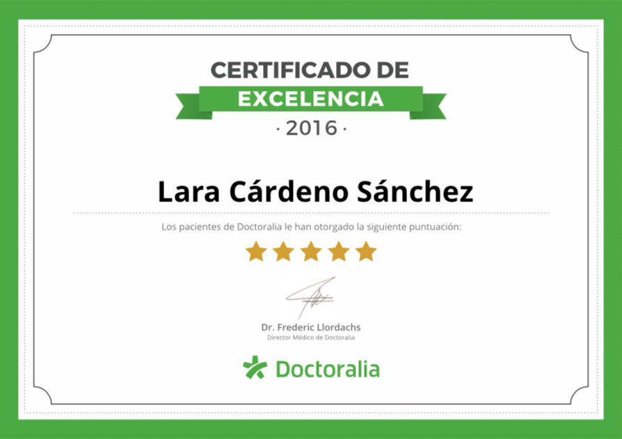 Certificado de excelencia 2016